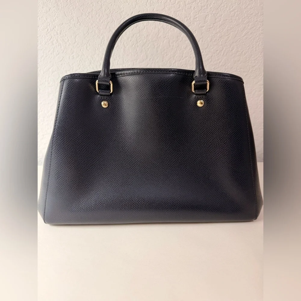Coach Margot Carryall Satchel Purse | Navy Blue with Gold Hardware